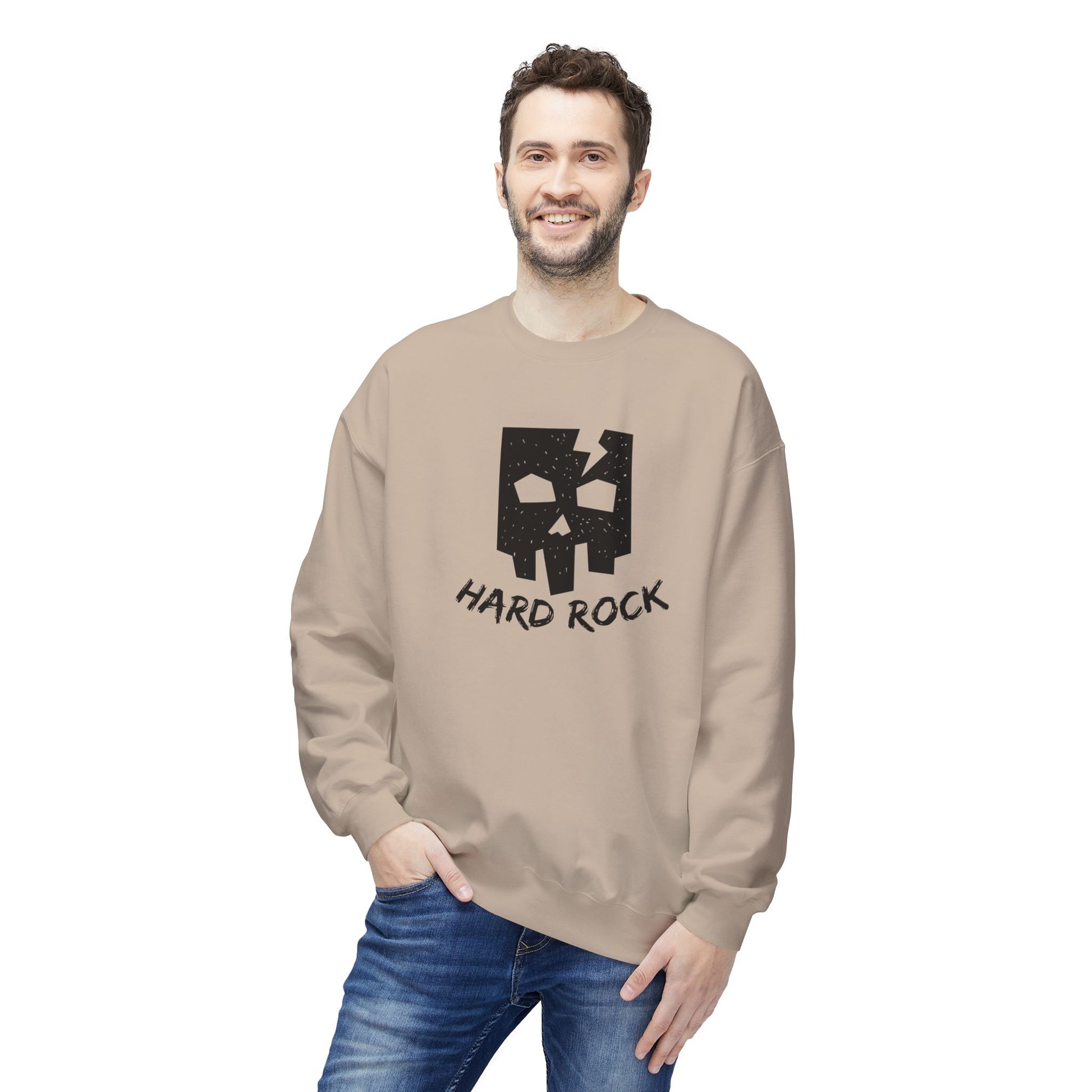 Unisex Hard Rock Sweatshirt, Cozy Music Lover Gift, Trendy Casual Wear, Perfect for Concerts, Birthday Present, Halloween Outfit