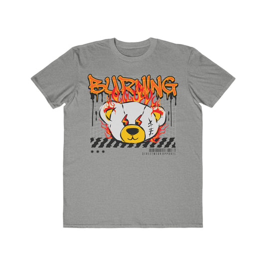Men's Graphic Tee, Urban Wear For Men, Cool Street Style, Perfect Gift for Birthdays, Festivals, Burning Bear Design Heather Grey