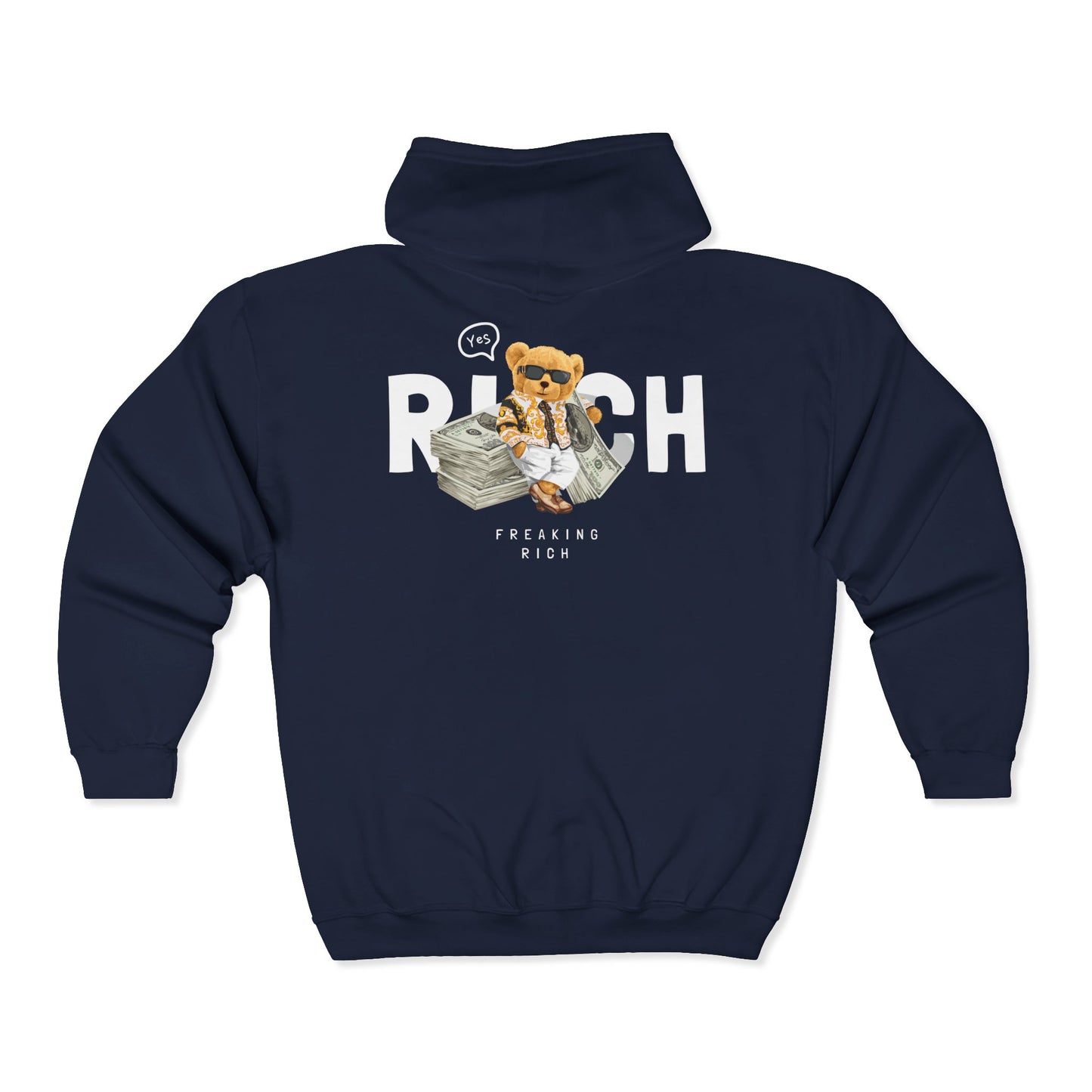 Funny Wealth Hoodie, Comfy Zip Sweatshirt for Cat Lovers, Gift for Pet Owners, Birthday or Holiday Apparel, Unique Animal Sweatshirt