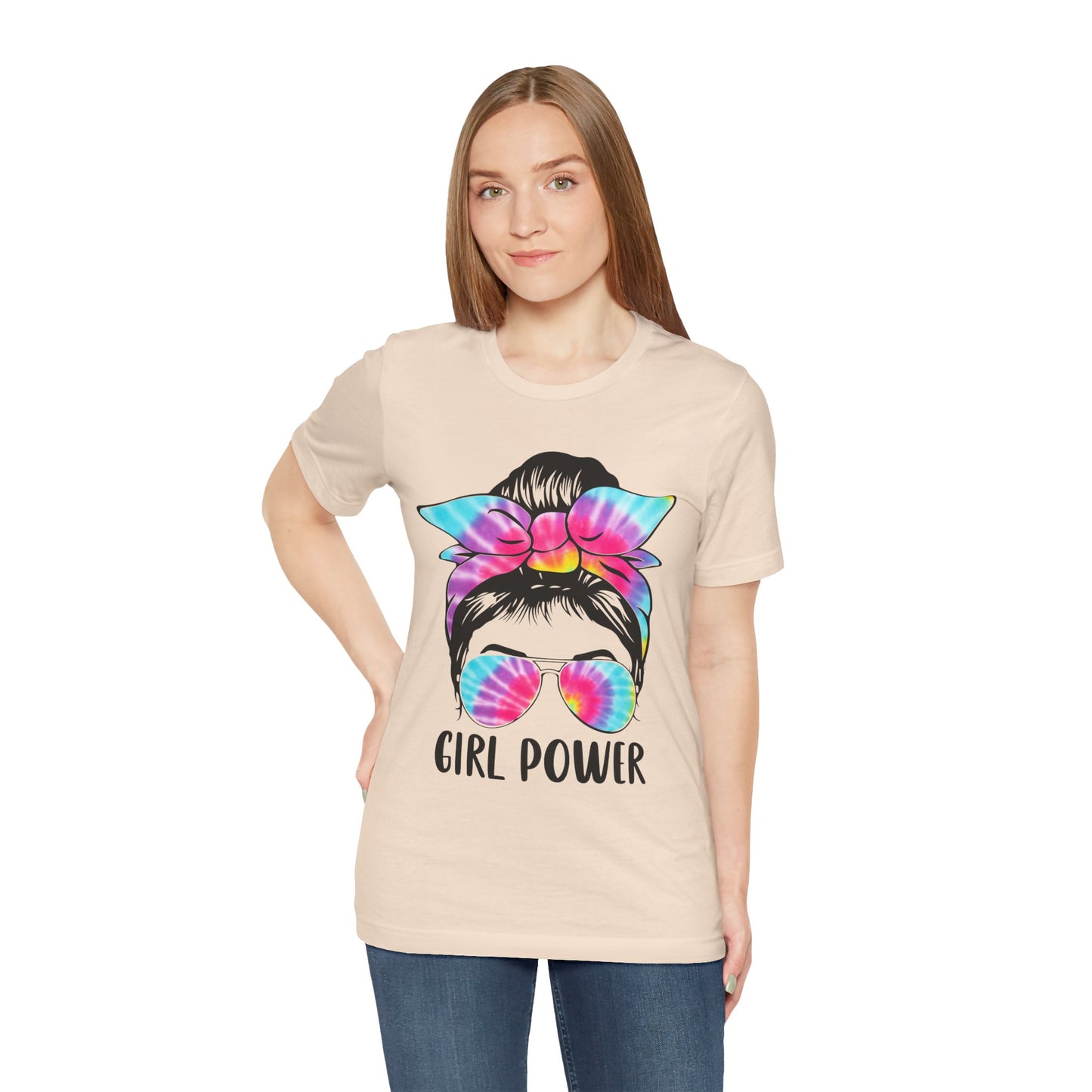 Girl Power Tie-Dye Tee, Unisex Short Sleeve Shirt, Feminist Apparel, Gift for Her, Casual Everyday Wear, Birthday Present