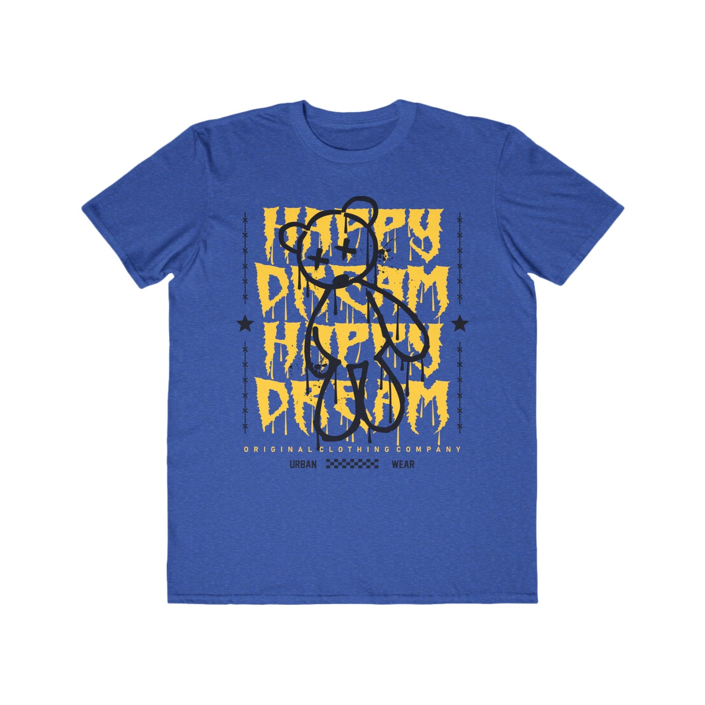 Happy Dream Bear Urban Wear For Men, Casual Graphic T-Shirt, Gift for Him, Trendy Summer Wear, Unique Streetwear Style Heather Blue