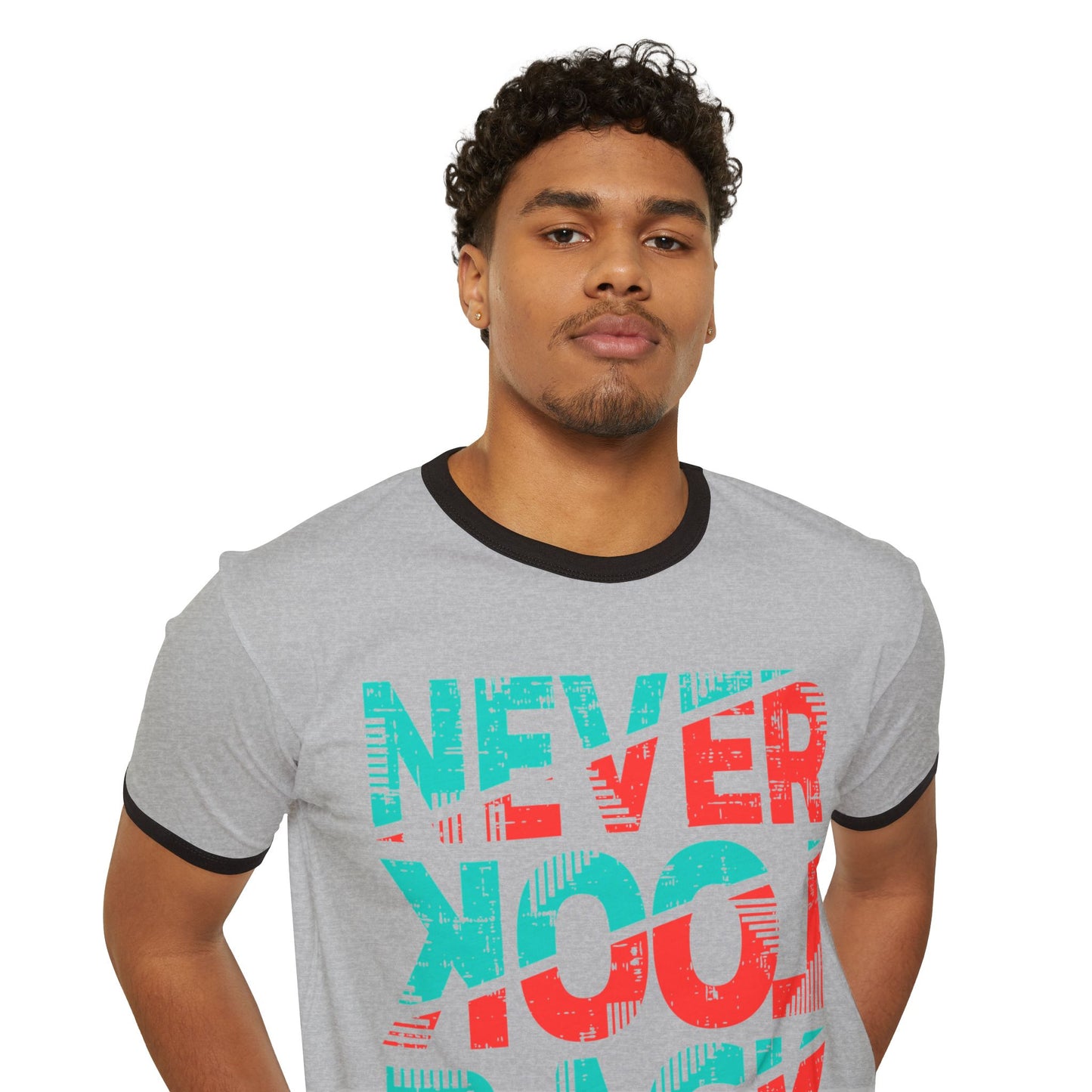 Retro Ringer T-Shirt - 'Never Look Back' Statement Tee, Casual Wear, Vintage Style, Gift for Friends, Motivational Shirt