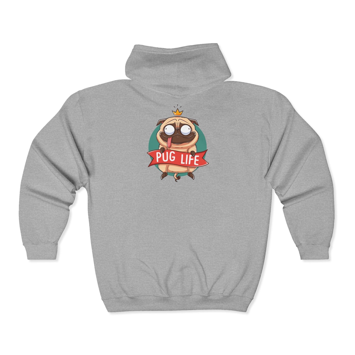 Pug Life Zip-Up Hoodie | Funny Pet Apparel, Gift for Dog Lovers, Cute Animal Sweatshirt, Casual Wear, Everyday Comfort