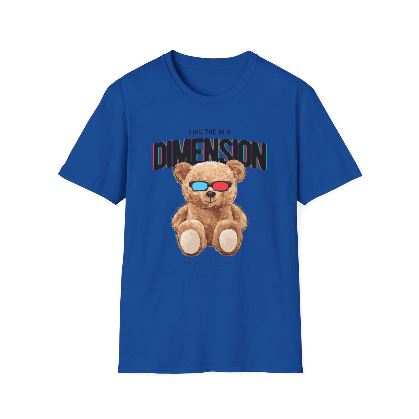 3D Teddy Bear Graphic Unisex Softstyle T-Shirt | Fun Casual Wear, Gift for Teens, Cute Outfit for Movie Night, Gift for Birthdays Royal