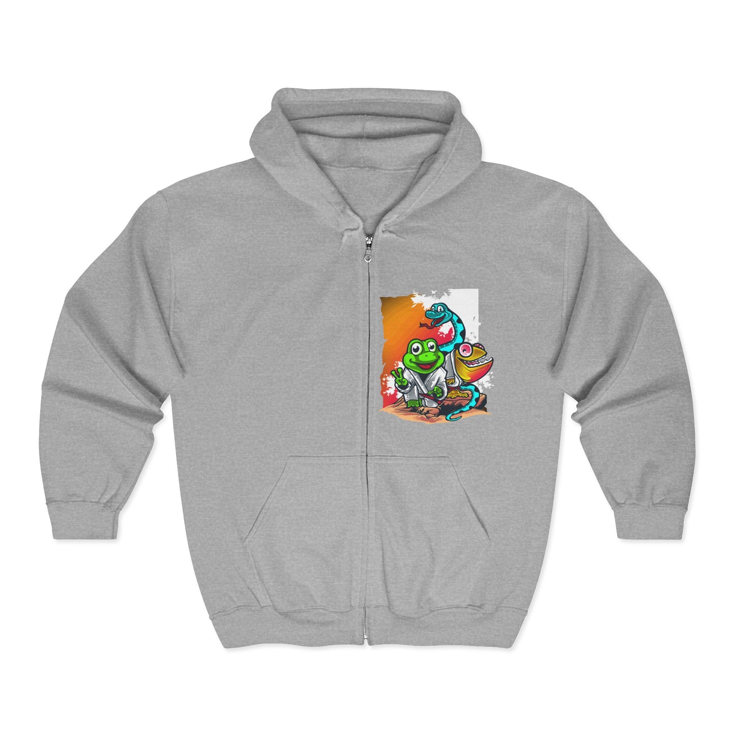 Funny Martial Arts Animals Zip-Up Hoodie Sport Grey