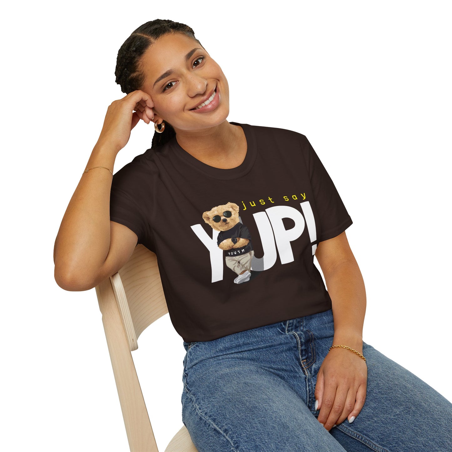 Unisex Casual Graphic Tee - Just Say YUP! Trendy T-Shirt for Everyday Wear, Gift for Friends, Fun Summer Fashion, Pop Culture Style