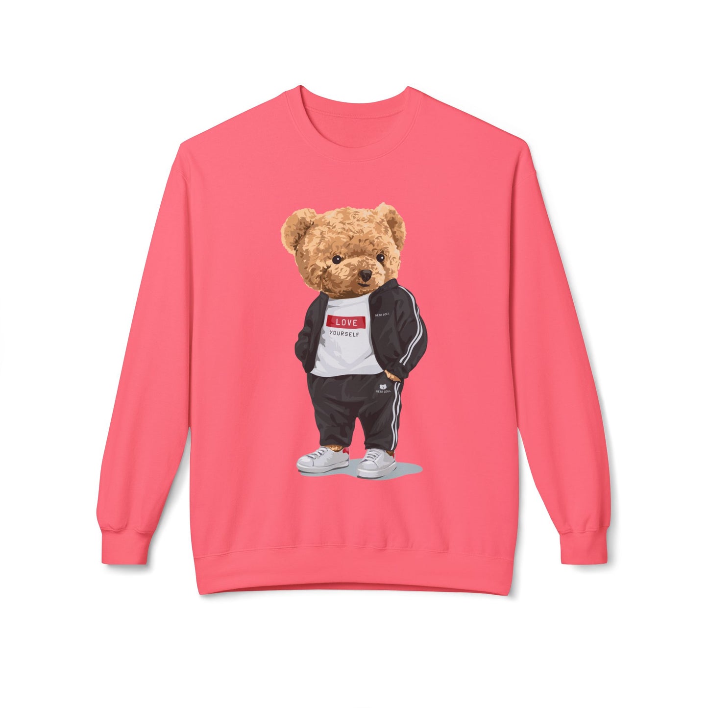Teddy Bear Sweatshirt - Perfect for Teens, Gifts, Casual Wear, Winter Essentials, Cute Graphic Apparel Pink Lemonade