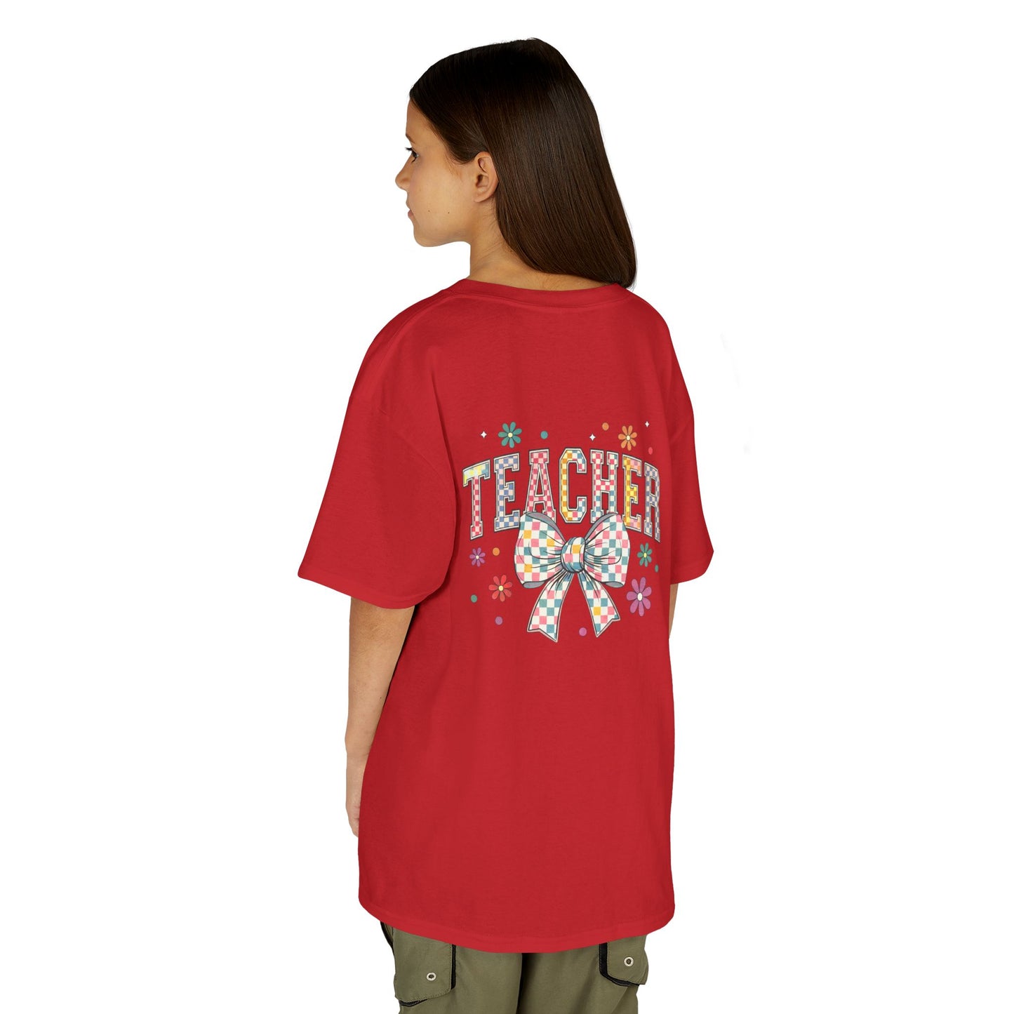 Teacher Kids Tee with Colorful Bow Design, Perfect for Back to School, Teacher Appreciation, Birthday Gift, Fun Classroom Wear