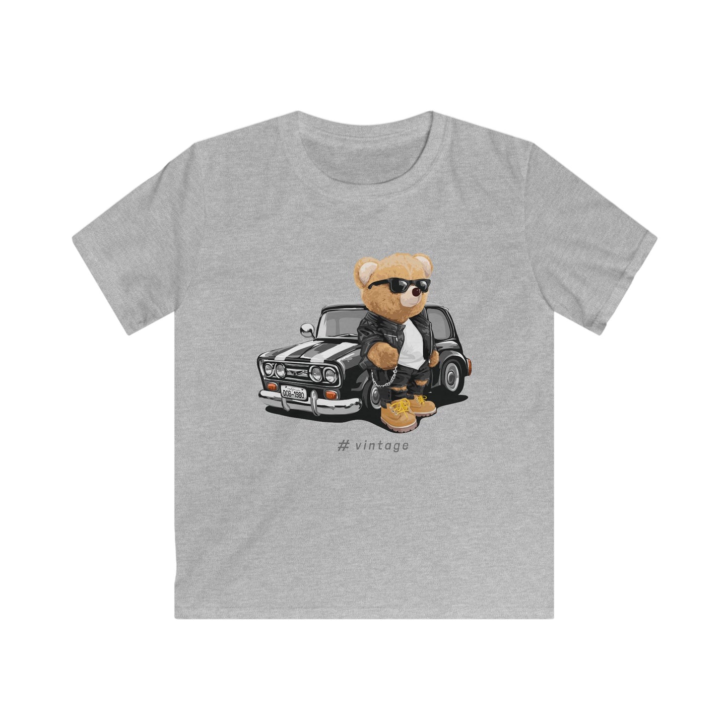 Vintage Bear Kids Tee, Trendy Child's T-Shirt, Cute Graphic Shirt, Birthday Gift, Kids Fashion, Fun Casual Wear Sport Grey