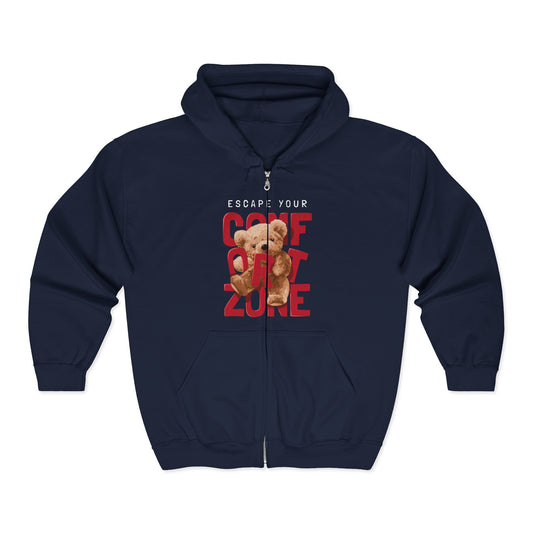 Cozy Zip Hoodie | Teddy Bear Design, Cute & Comfy, Perfect for Relaxing, Gifts for Friends, Unisex Heavy Blend Navy