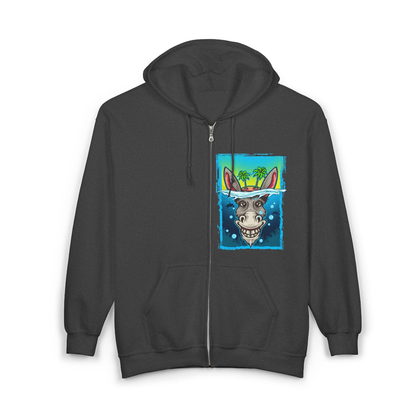 Funny Donkey Island Head Hoodie | Soft & Comfy Tropical Zip-Up