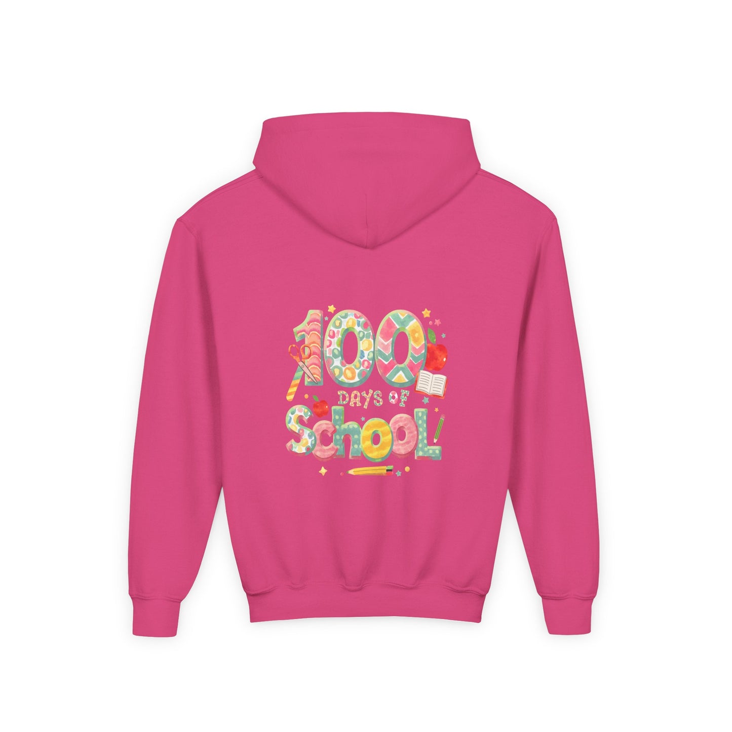 100 Days of School Youth Hoodie, Colorful School Spirit Sweatshirt, Kids Celebration Hoodie, Perfect for School Events, Fun Memory Gear