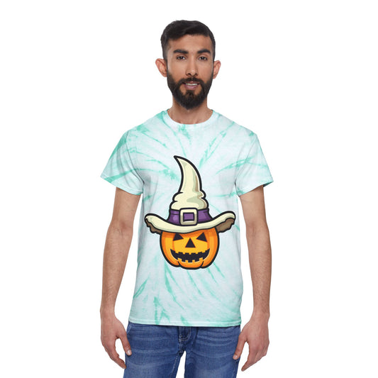 Halloween Tie-Dye Tee, Pumpkin Witch Shirt, Festival Apparel, Spooky Season Outfit, Tie-Dye T-Shirt, Fall Celebrations - Cozy Kawaii LLC