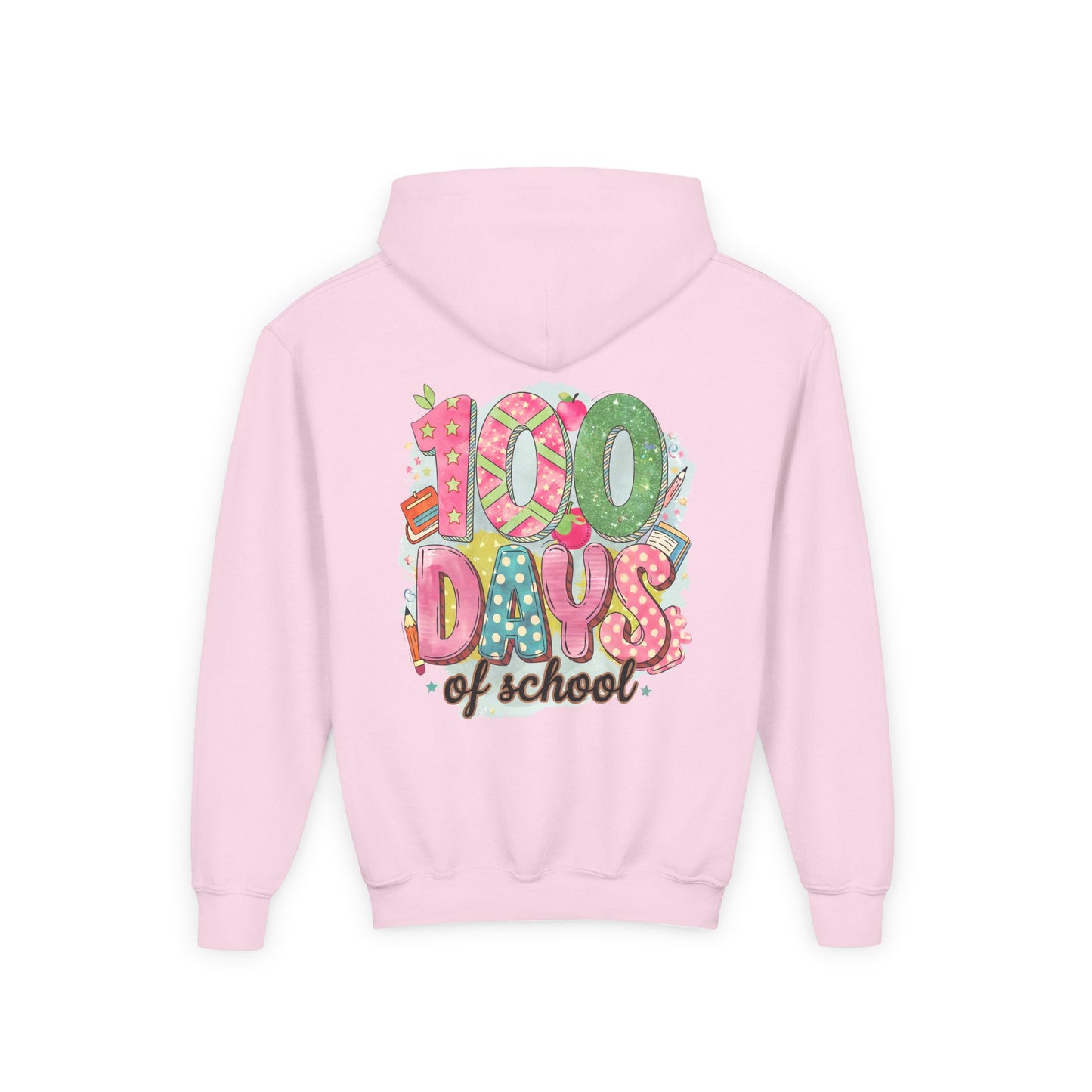 Youth 100 Days of School Hoodie, Fun School Spirit Wear, Kids Sweatshirt for Celebrations, Great for Classroom Parties, Cute Gift Idea