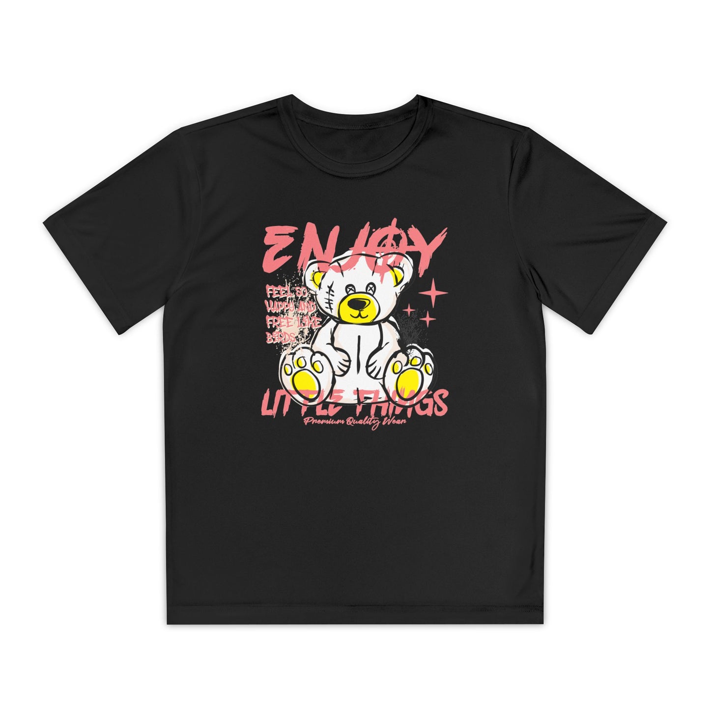 Youth Graphic Tee - 'Energy' Bear Design | Fun, Trendy T-Shirt for Kids, Birthday Gift, Everyday Wear, Cool Summer Style Black