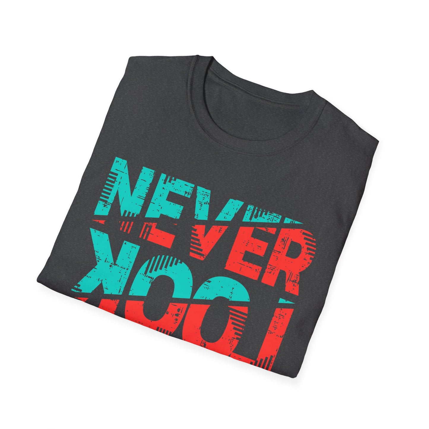 Unisex Softstyle T-Shirt with 'Never Look Back' Design - Motivational Graphic Tee for Daily Wear, Gifts, Casual Outings, Street Style