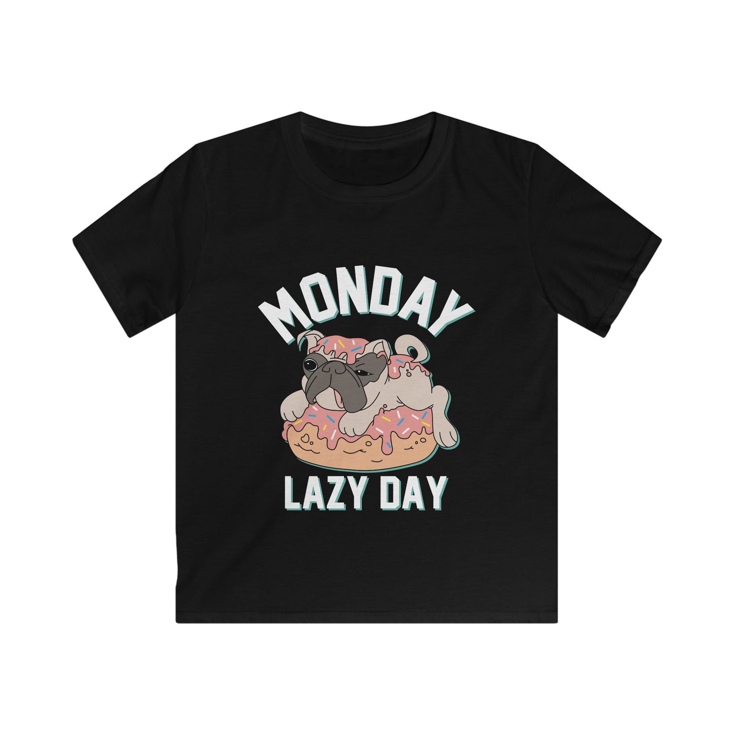 Kids Doughnut Fun Tee, Cute Kids T-Shirt, Monday Vibes Tee, Lazy Day Apparel, Fun Gift for Kids Black