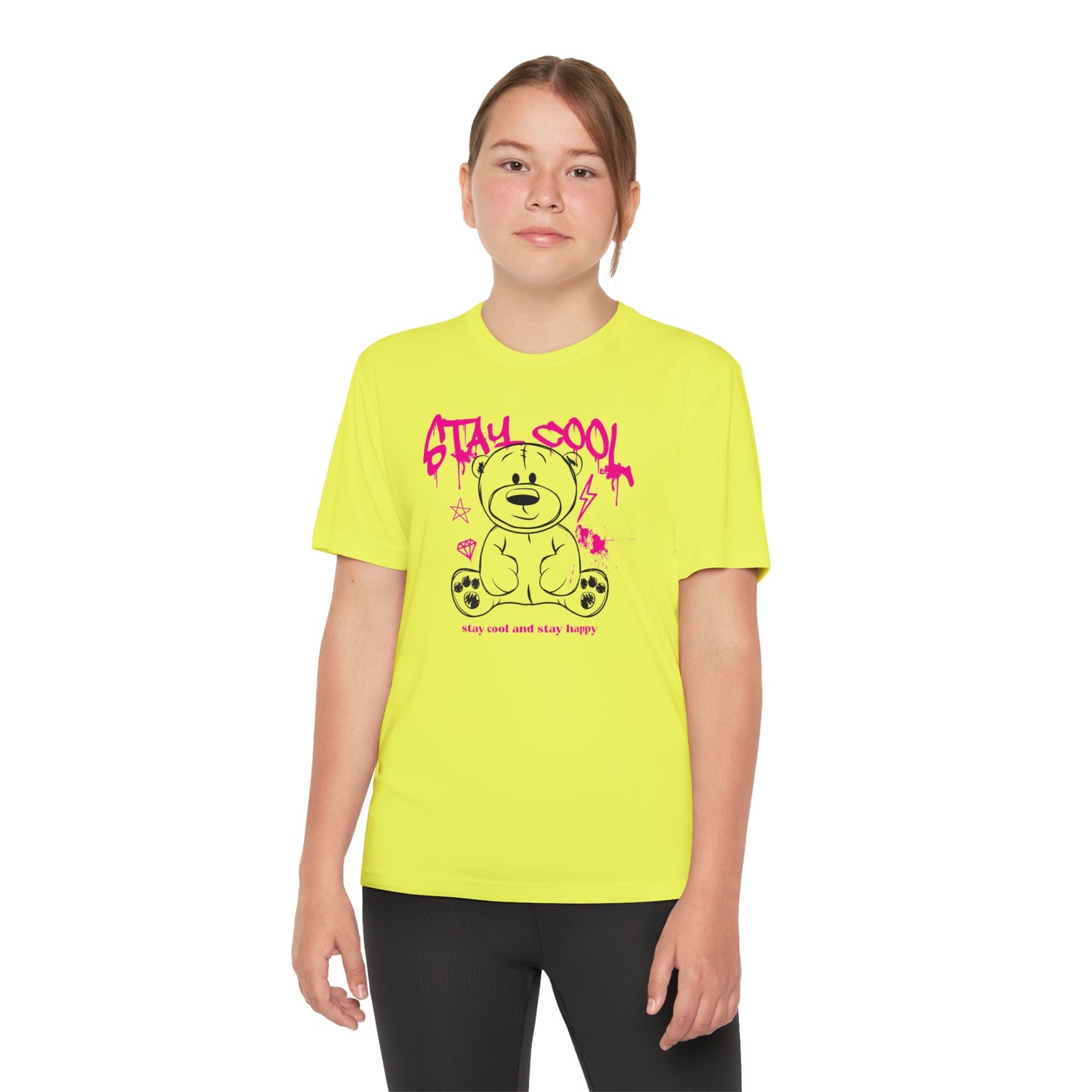 Youth Tee - Stay Cool Bear | Trendy Kids Shirt, Fun Tee for Boys and Girls, Casual Wear, Birthday Gift, Summer Style Neon Yellow
