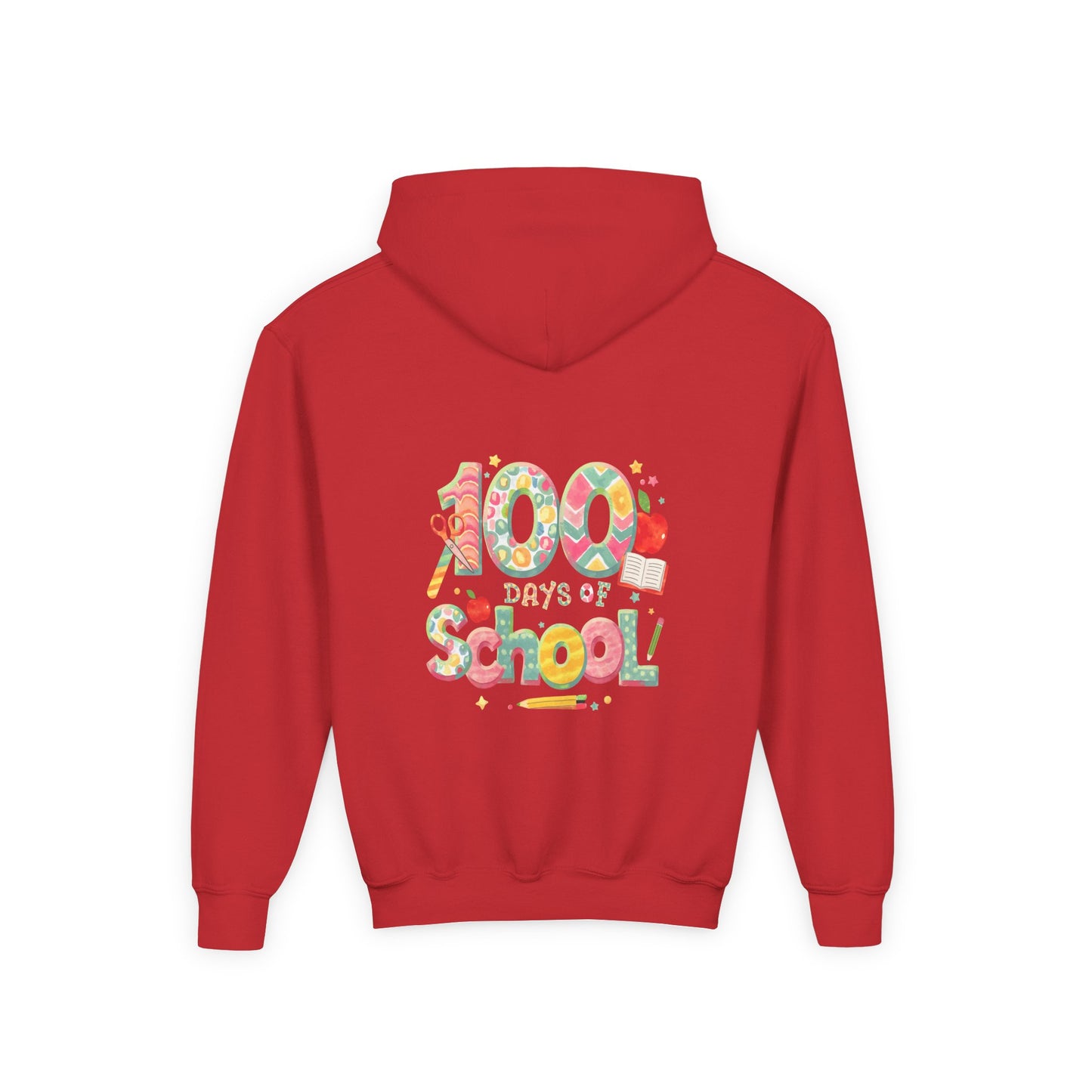 100 Days of School Youth Hoodie, Colorful School Spirit Sweatshirt, Kids Celebration Hoodie, Perfect for School Events, Fun Memory Gear
