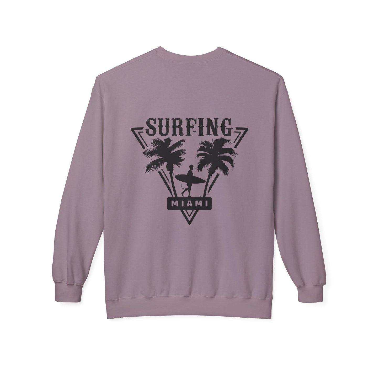 Miami Surfing Sweatshirt, Unisex Sweatshirt, Beach Lover Gift, Casual Layering Piece, Summer Vibes Apparel, Surfing Lifestyle Clothing