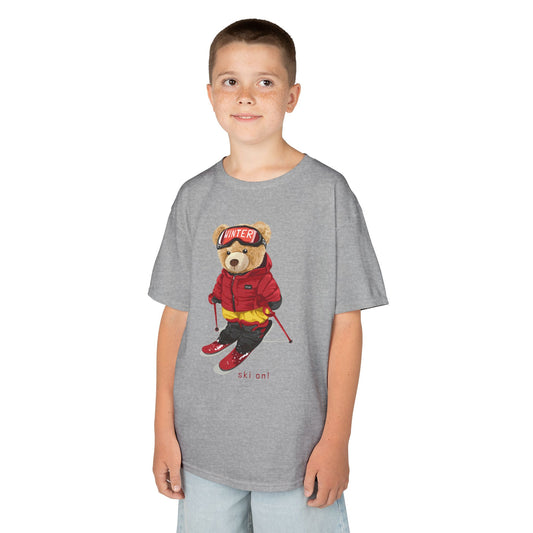 Kids Graphic Tee with Cool Bear Design, Fun Casual Wear for Boys and Girls, Perfect for Birthday Gifts, Playdates, and Everyday Comfort Sport Grey