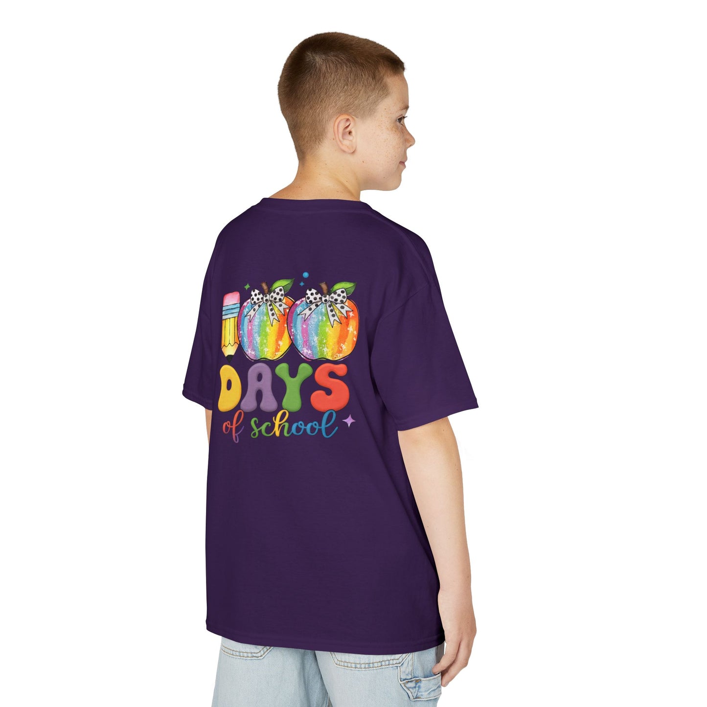 Colorful 100 Days of School Kids Tee, Fun T-Shirt, Back to School, Teacher Gift, Rainbow Design, Kid's Clothing
