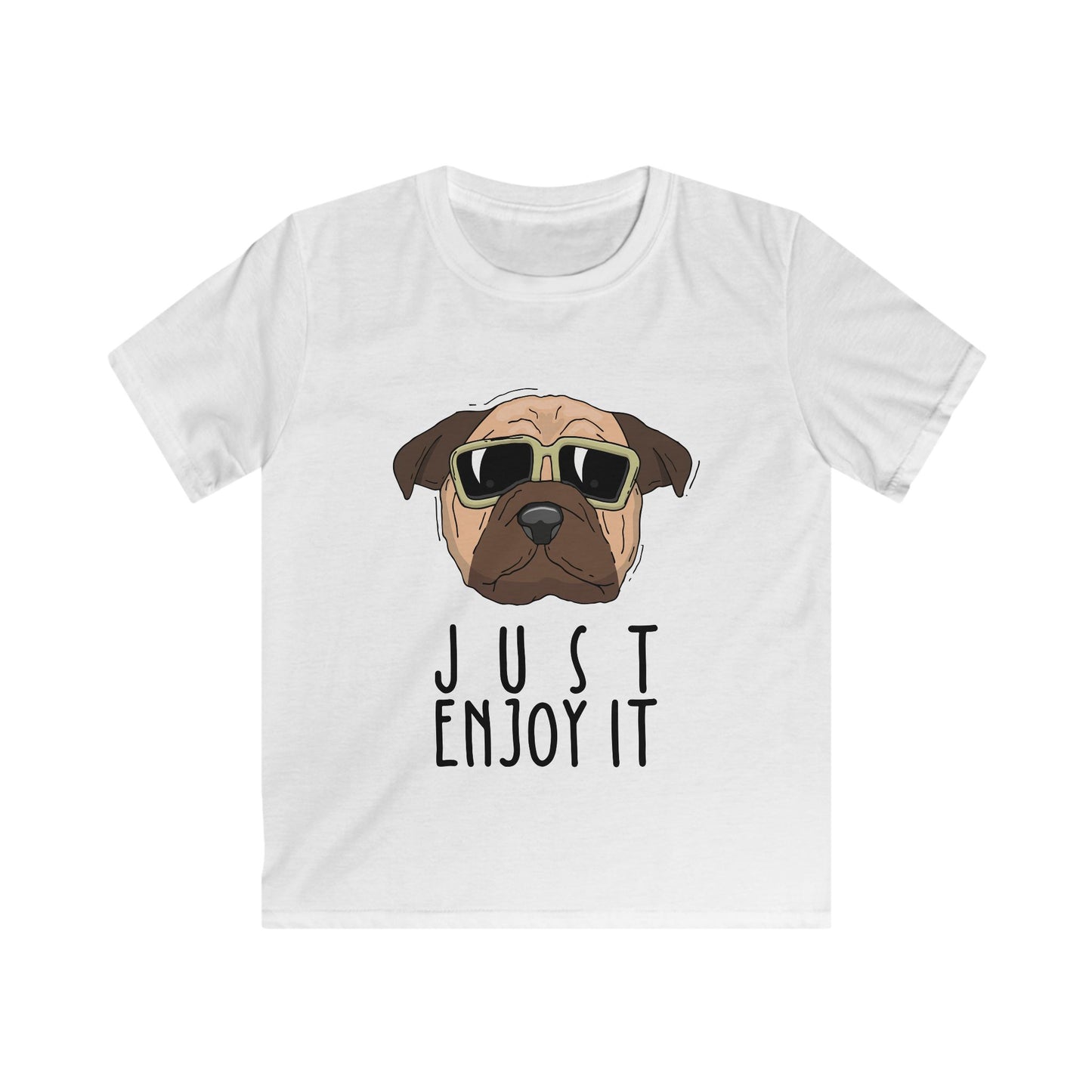 Cool Dog Graphic Tee for Kids - Just Enjoy It, Fun Gift, Animal Lovers, Summer Wear, Casual Style White