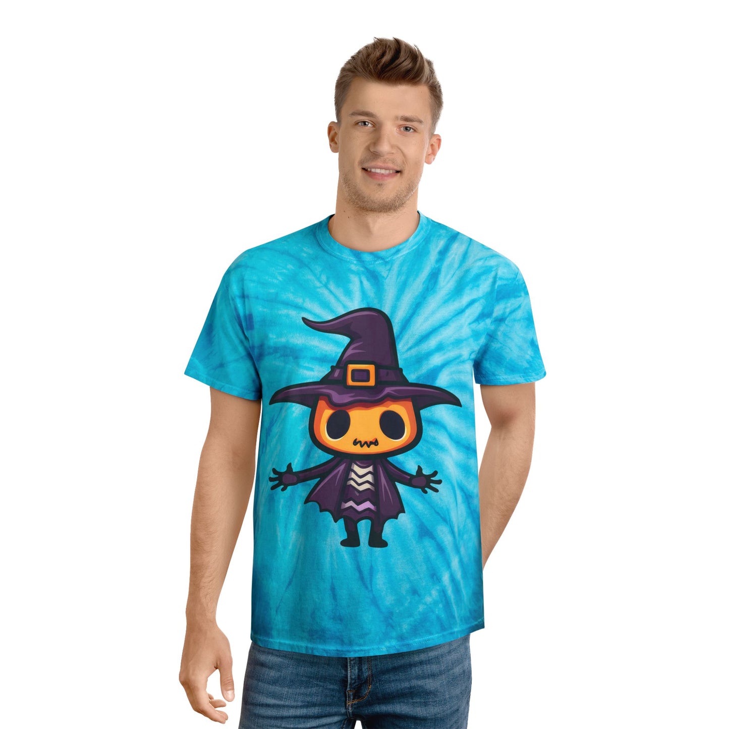 Whimsical Witch Tie-Dye Tee, Graphic Tee for Halloween, Cute Witch Shirt, Colorful Tie-Dye Top, Unique Gift for Spooky Season - Cozy Kawaii LLC