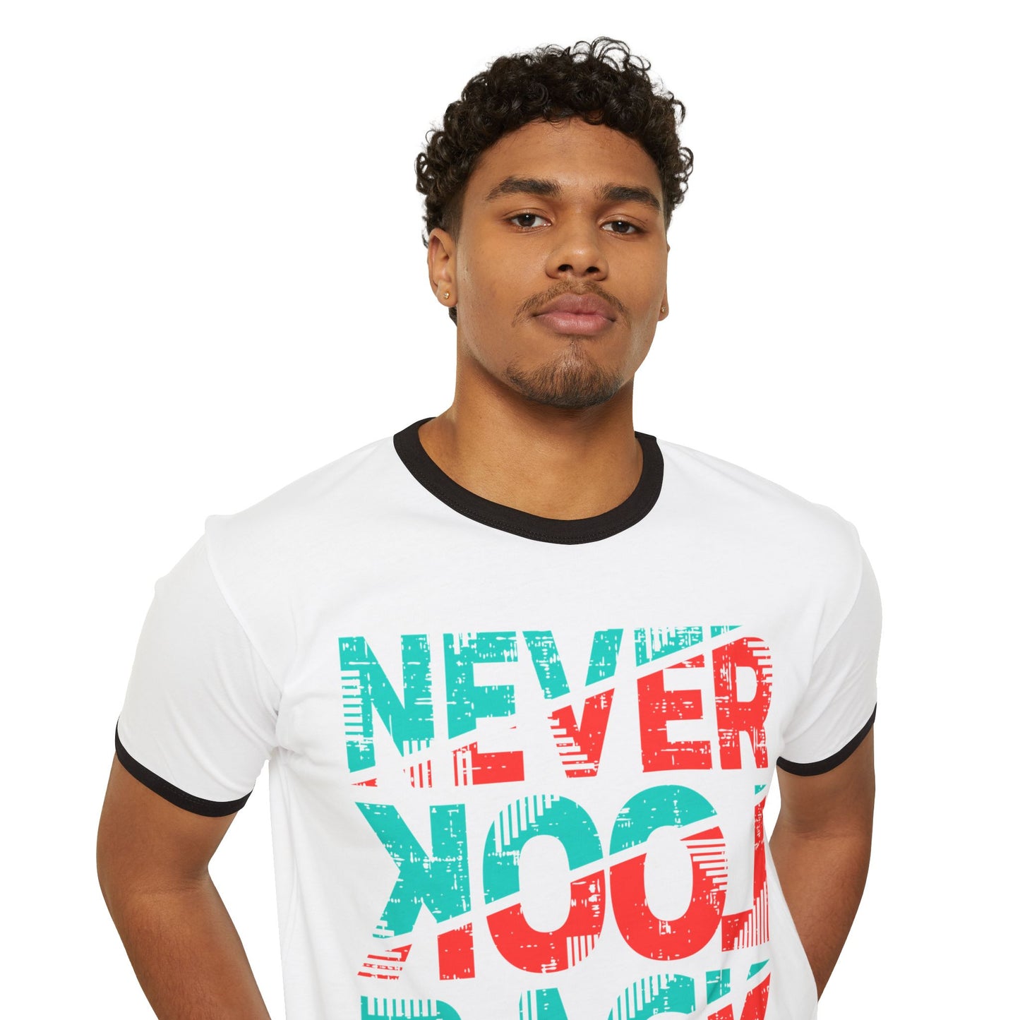 Retro Ringer T-Shirt - 'Never Look Back' Statement Tee, Casual Wear, Vintage Style, Gift for Friends, Motivational Shirt