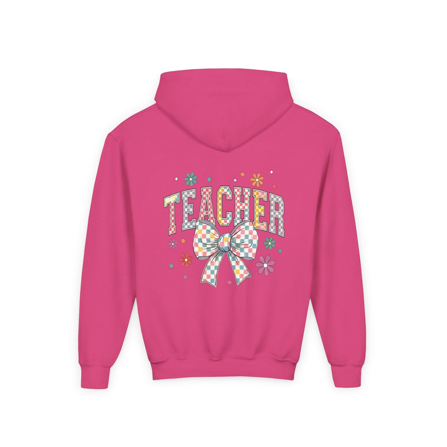 Teacher Appreciation Youth Hooded Sweatshirt - Cute Bow Design, Perfect Gift for Educators, Back to School, Christmas, Birthday