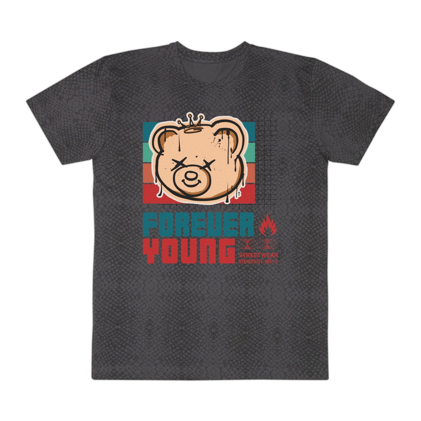 Men's Graphic Tee - Forever Young Bear | Casual Streetwear, Everyday Wear, Gift for Him, Trendy Fashion Black Reptile