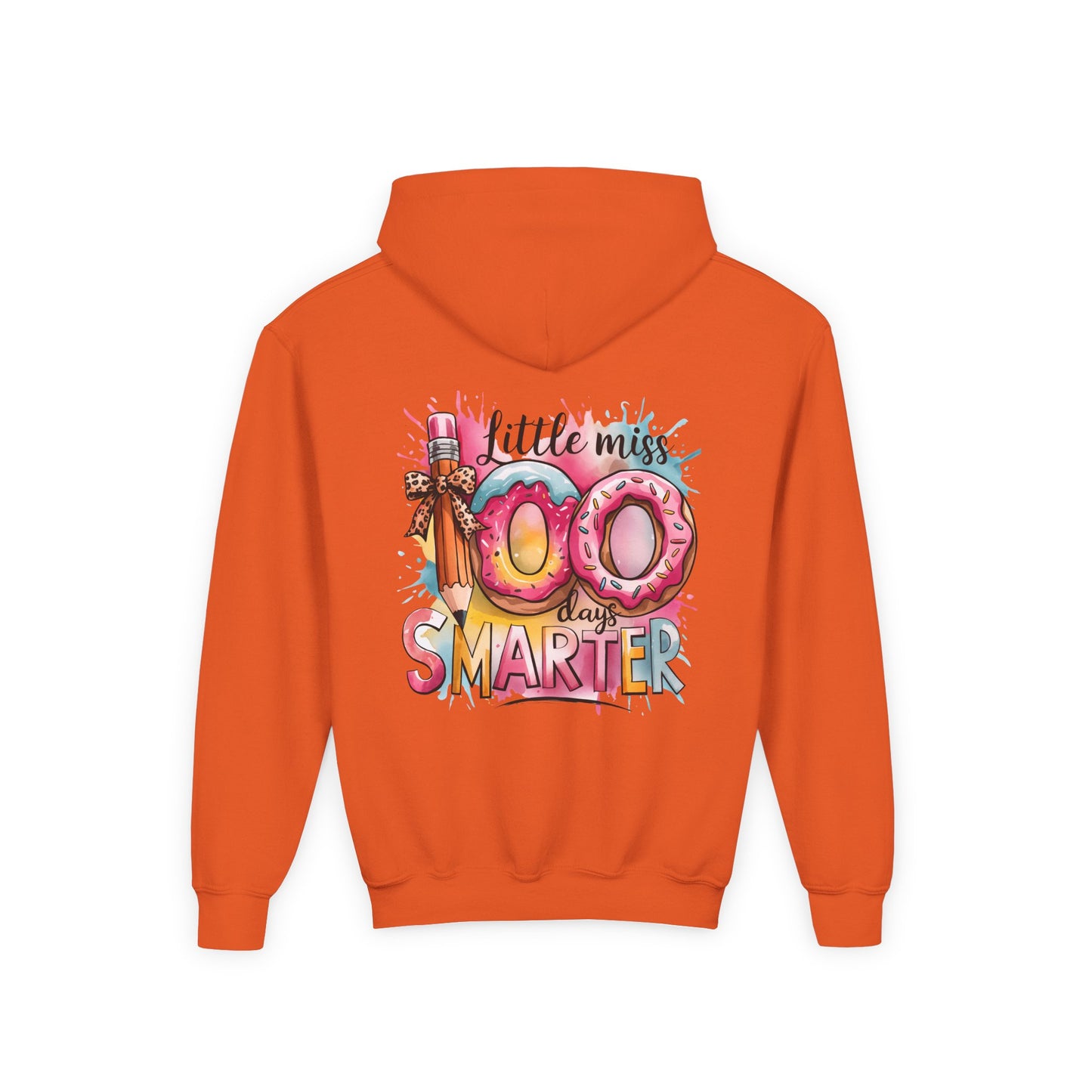 Youth Hooded Sweatshirt - Little Miss 100 Days Smarter Celebration Gift, Kids Birthday, School Milestone, Fun Apparel, Cute Kids Outfit