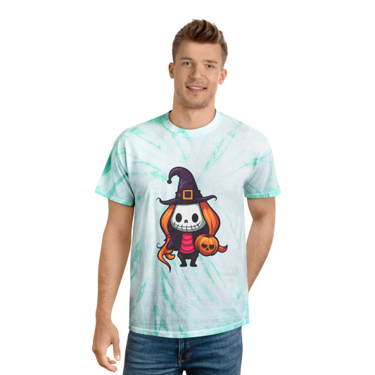Cute Halloween Tie-Dye Tee, Playful Witch Graphic Shirt, Spooky Fall Apparel, Festival Outfit, Holiday Gift Idea - Cozy Kawaii LLC