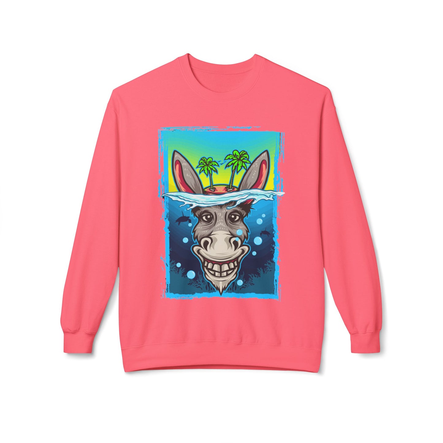 Playful Animal Graphic Crewneck Sweatshirt, Funny Sweatshirt, Unique Gift, Casual Wear, Unisex Apparel, Perfect for Parties Pink Lemonade