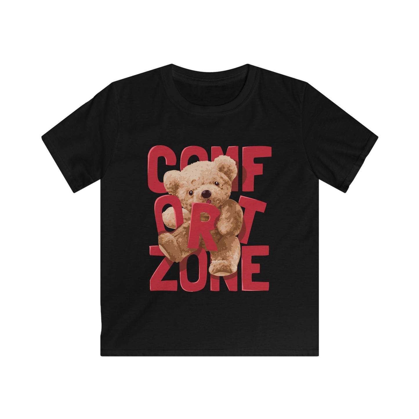 Comfort Zone Kids Tee, Cute Bear T-Shirt, Kids' Sweatshirt, Playful Comfort Shirt, Fun Gift for Boys and Girls Black