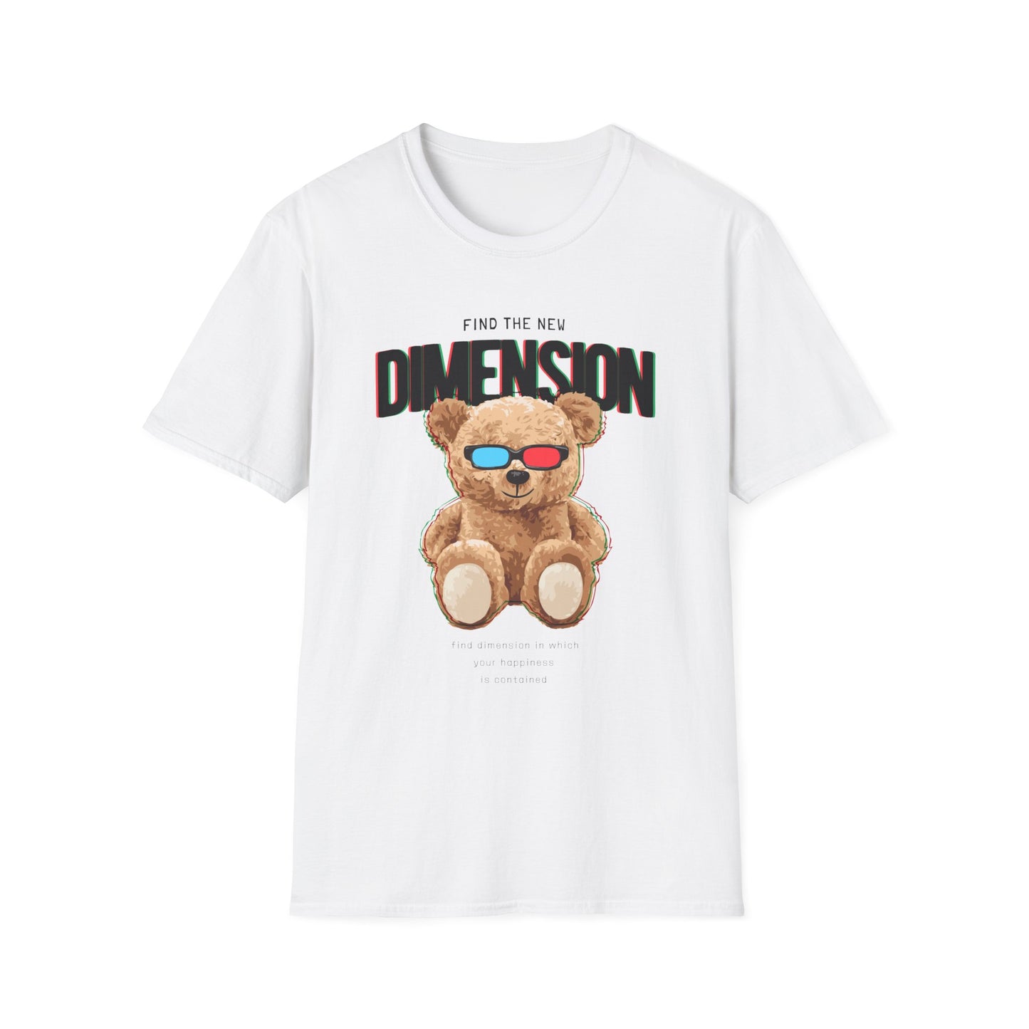 3D Teddy Bear Graphic Unisex Softstyle T-Shirt | Fun Casual Wear, Gift for Teens, Cute Outfit for Movie Night, Gift for Birthdays White