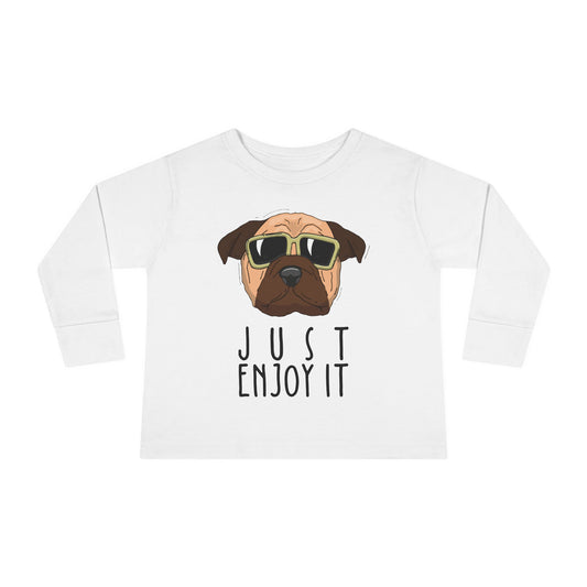 Cool Dog Toddler Long Sleeve Tee, Funny Kid Shirt, Cute Animal Tee, Gifts for Toddlers, Birthday Party Outfit, Animal Lover Apparel White