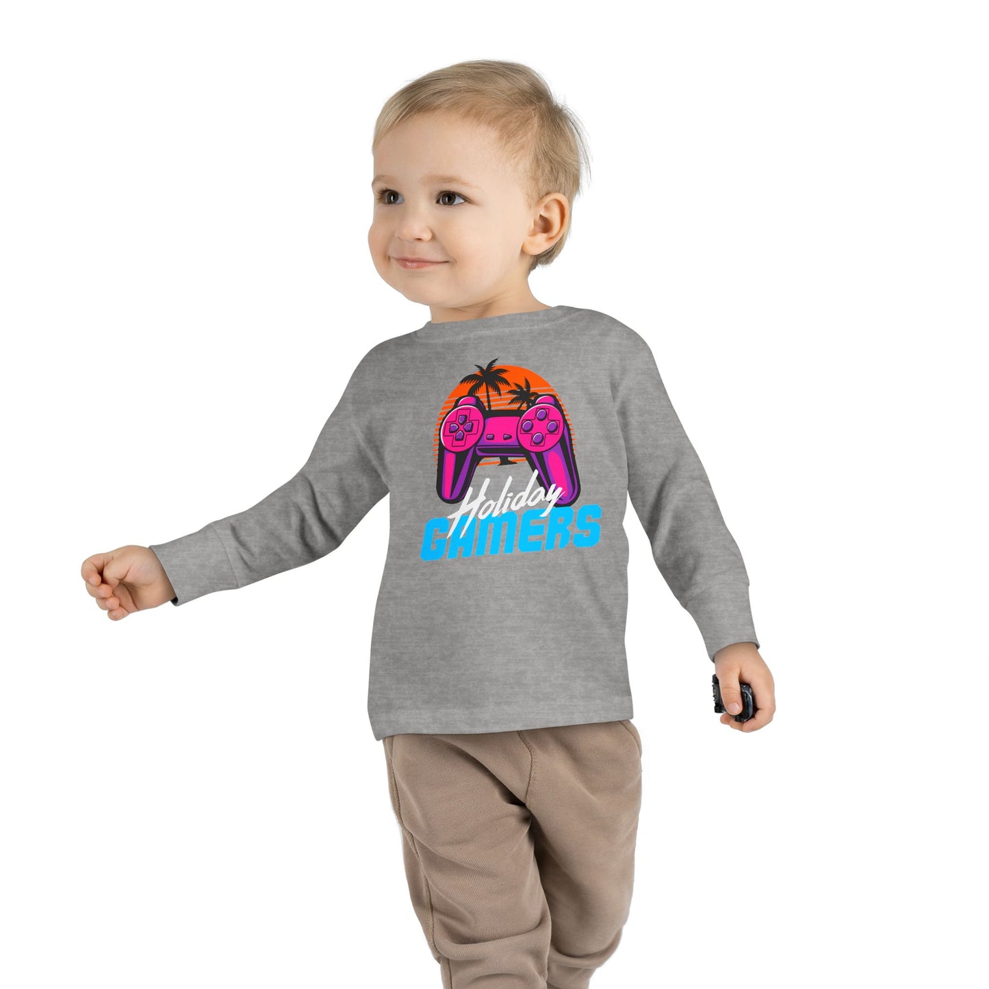 Holiday Gamers Toddler Long Sleeve Tee, Kids Gaming Shirt, Playful Toddler Apparel, Gift for Gamers, Fun Children's Top