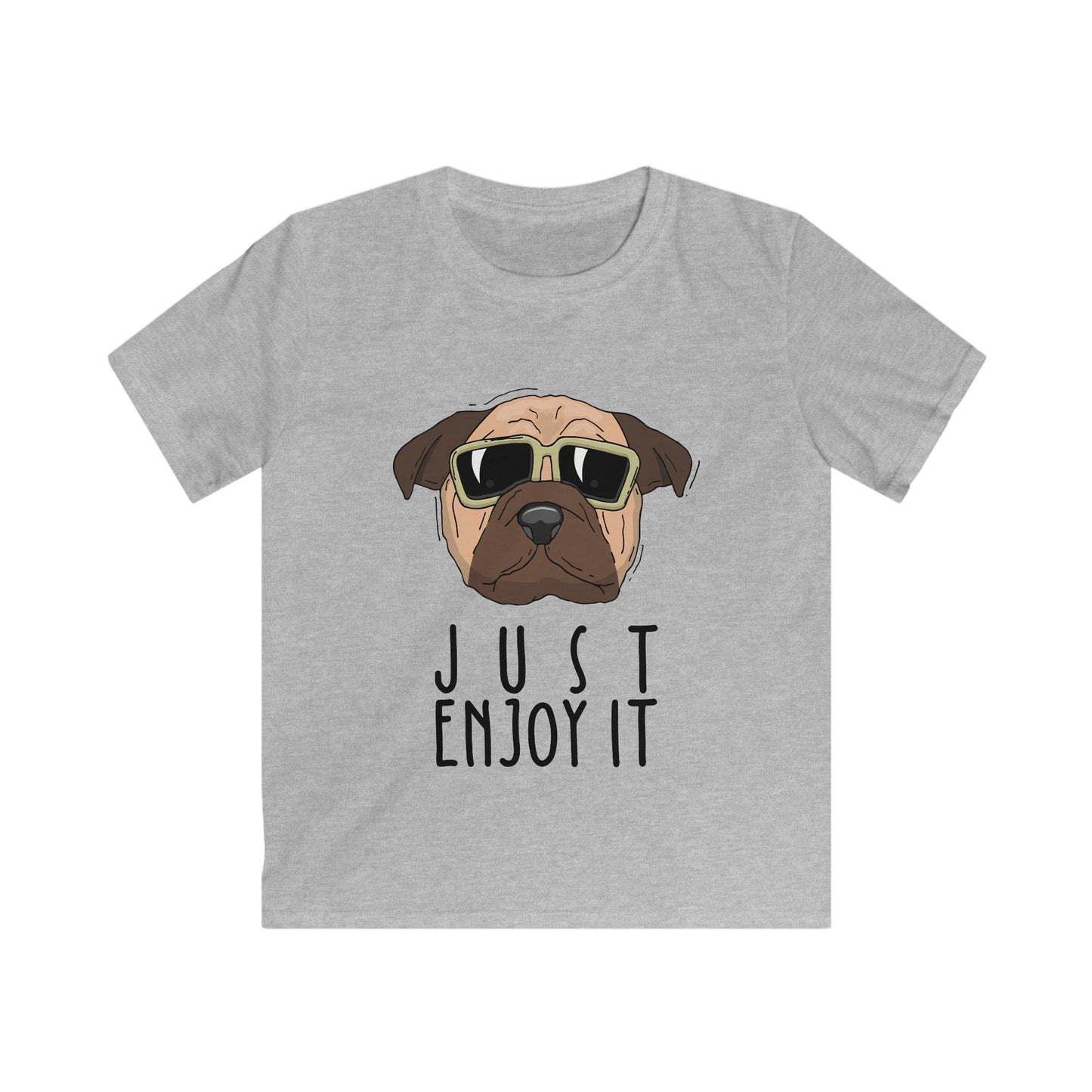 Cool Dog Graphic Tee for Kids - Just Enjoy It, Fun Gift, Animal Lovers, Summer Wear, Casual Style Sport Grey
