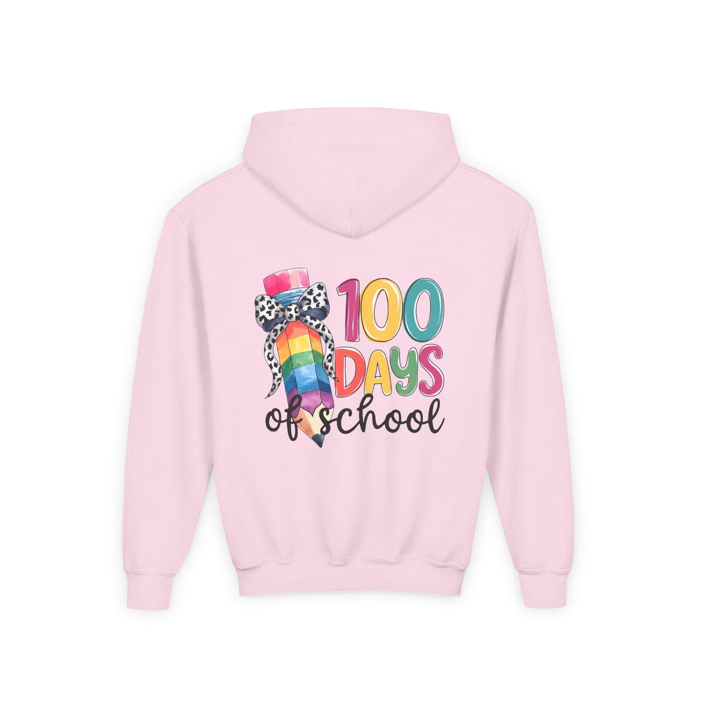Colorful 100 Days of School Youth Hoodie, Fun School Celebration Sweatshirt, Back-to-School Gift, Kids Fashion, Classroom Style