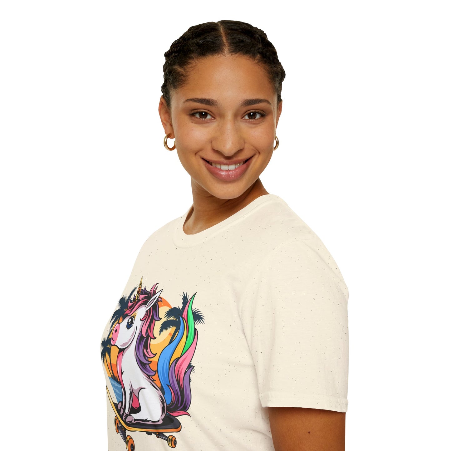 Skateboarding Unicorn T-Shirt, Cute Graphic Tee for Teens, Fun Summer Wear, Gifts for Unicorn Lovers, Beach Day Outfit