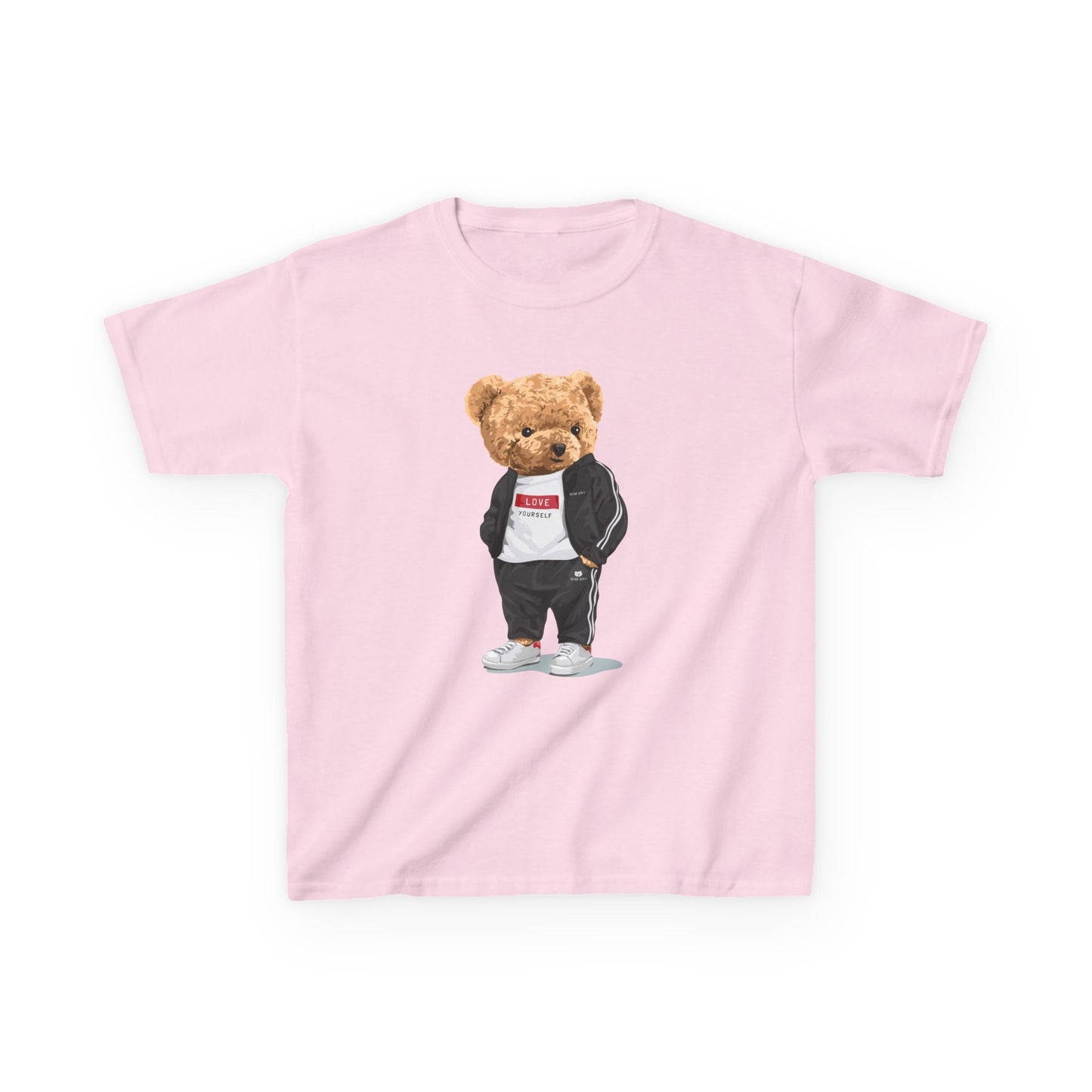 Youth Streetwear Graphic Tee - Fun Bear Design, Cool Kids T-Shirt, Summer Wear, Birthday Gift, Casual Outfit Light Pink