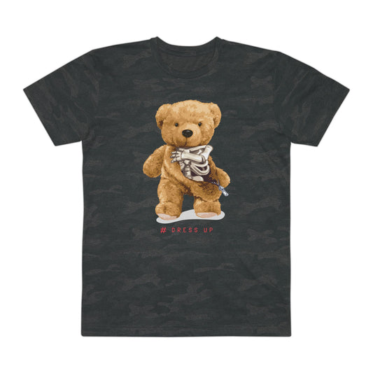 Cute Teddy Bear Graphic Tee, Casual Everyday Wear, Gift for Men, Animal Lover T-Shirt, Birthday Present, Fun Fashion Top Storm Camo