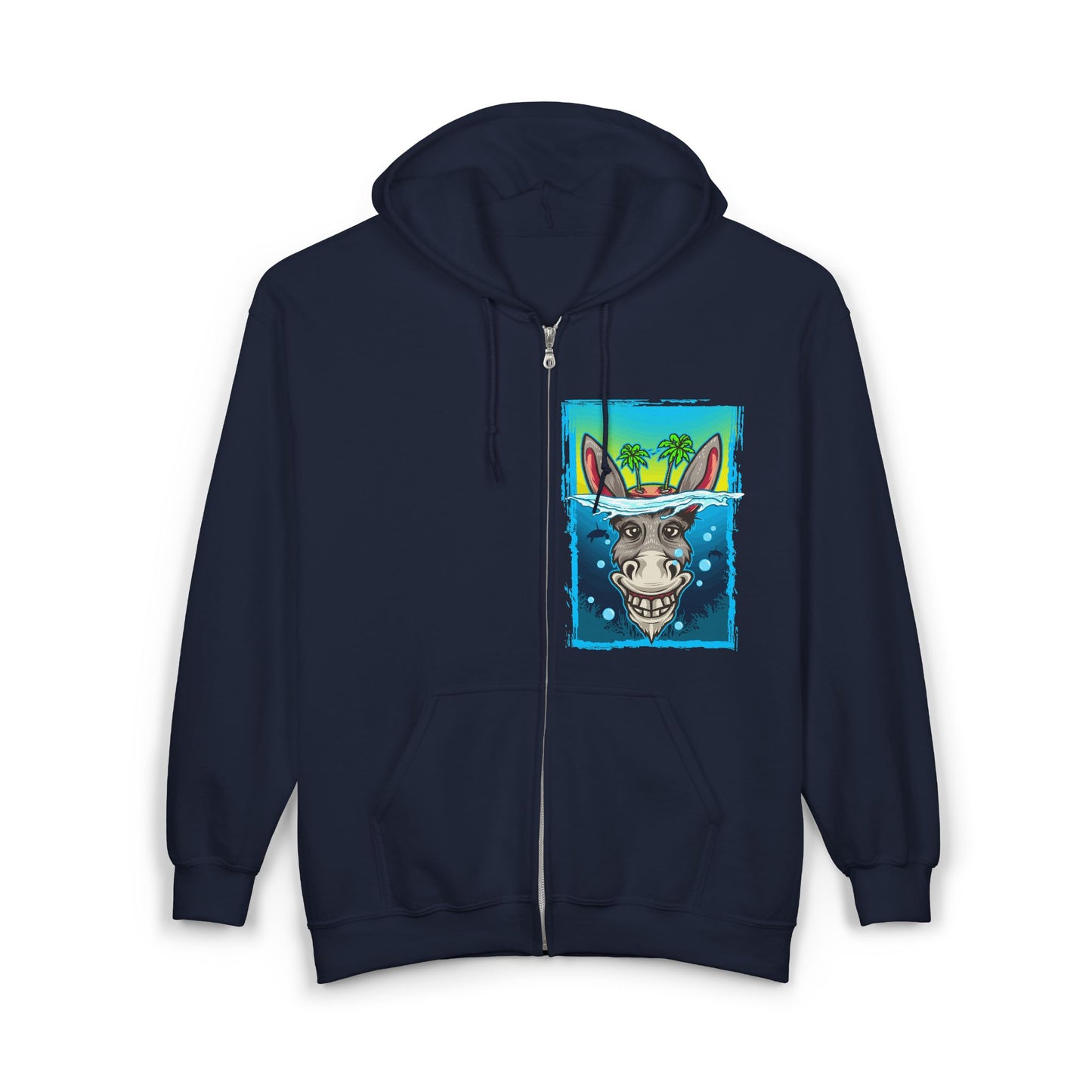Funny Donkey Island Head Hoodie | Soft & Comfy Tropical Zip-Up