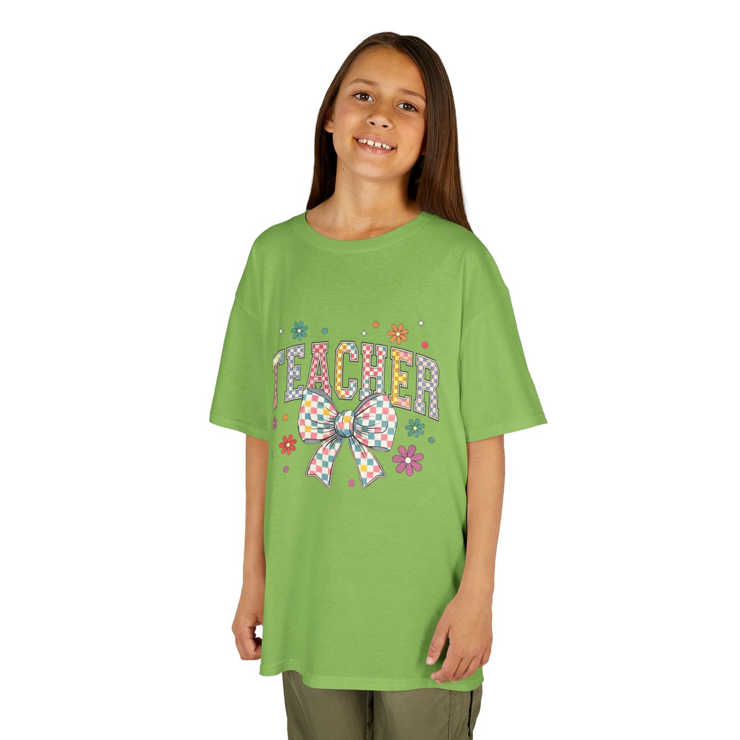Teacher Kids Tee with Colorful Bow Design, Perfect for Back to School, Teacher Appreciation, Birthday Gift, Fun Classroom Wear