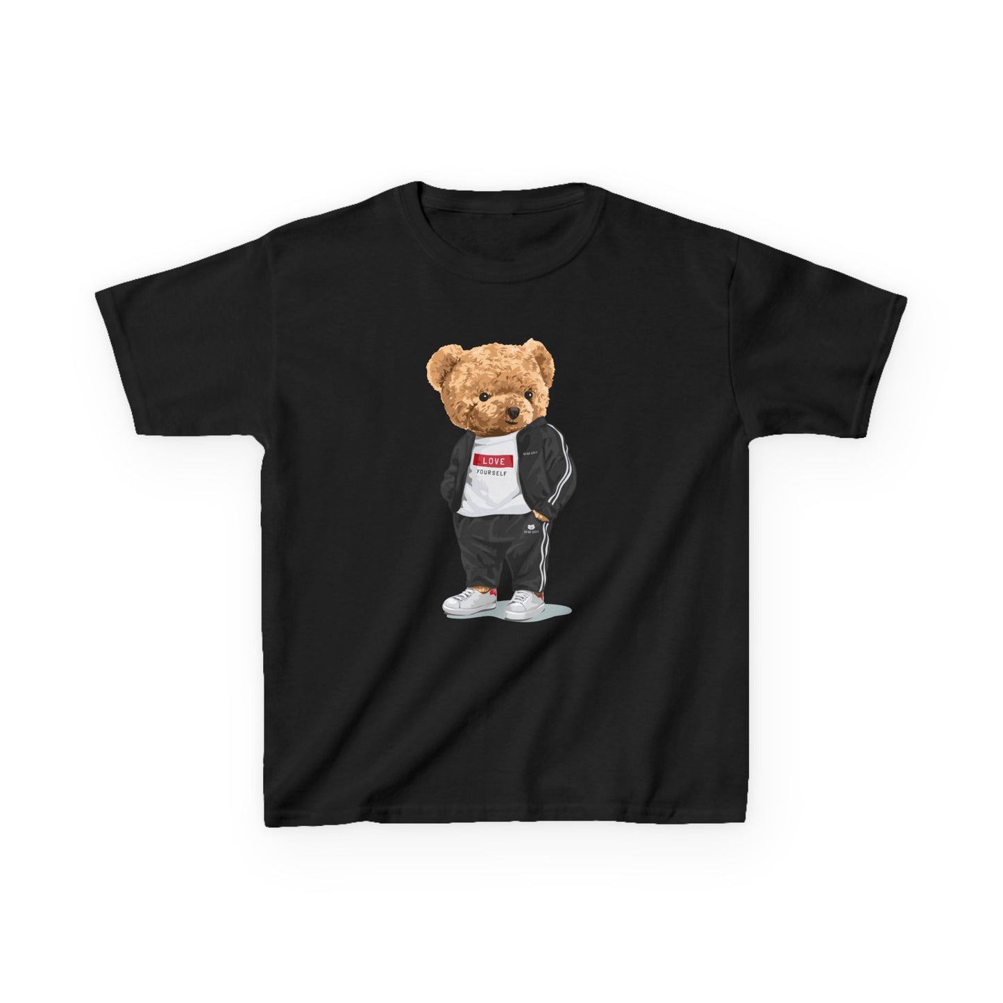 Youth Streetwear Graphic Tee - Fun Bear Design, Cool Kids T-Shirt, Summer Wear, Birthday Gift, Casual Outfit Black