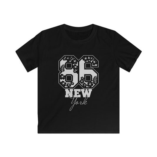Stylish Kids Graphic Tee with NY 86 Design, Perfect for Birthdays, Playdates, School Events, Urban Fashion, Trendy Casual Wear Black