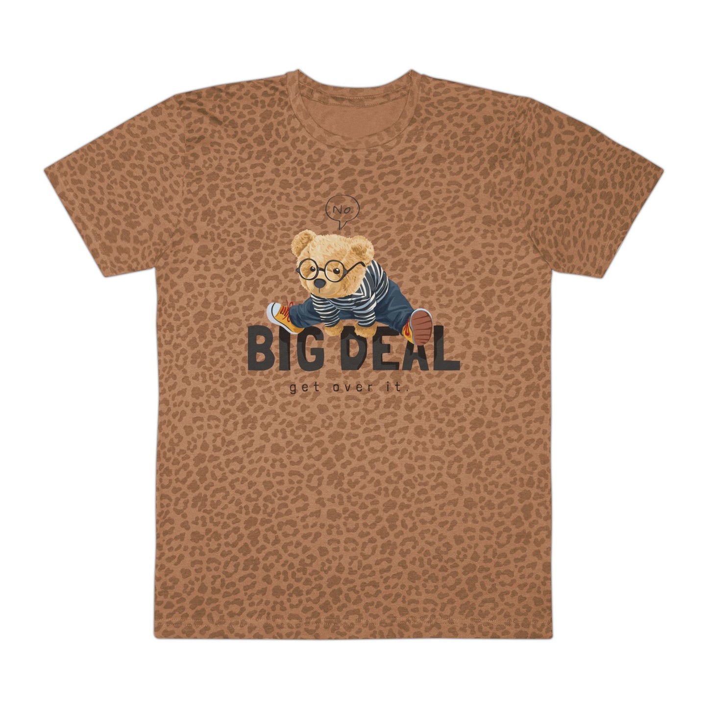 Leopard Print Graphic Tee - 'Big Deal' Men's Jersey T-Shirt, Casual Wear, Gift for Him, Birthday, Holiday Fashion, Trendy Apparel Brown Leopard