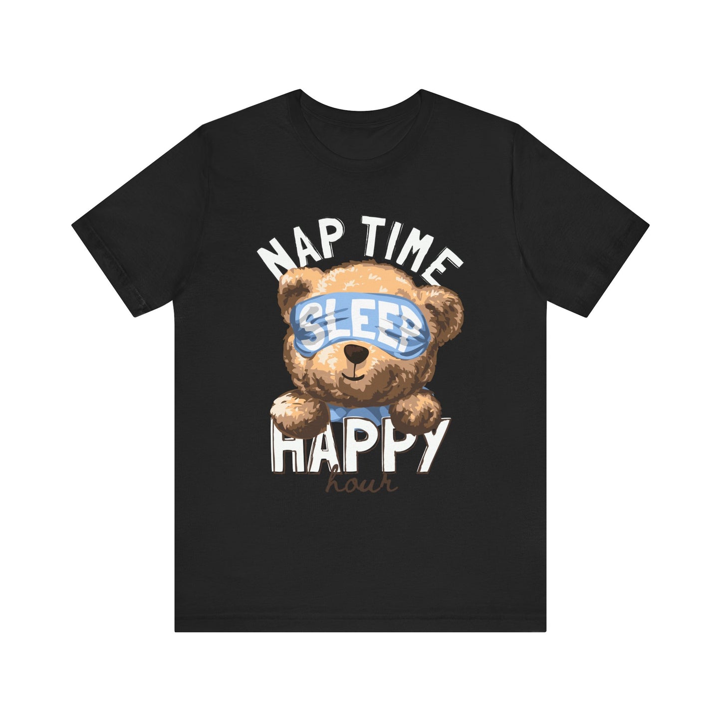 Nap Time Happy Hour Tee, Cute Bear Tee, Unisex Casual Shirt, Gift for Nappers, Relaxation Apparel, Fun Sleepwear