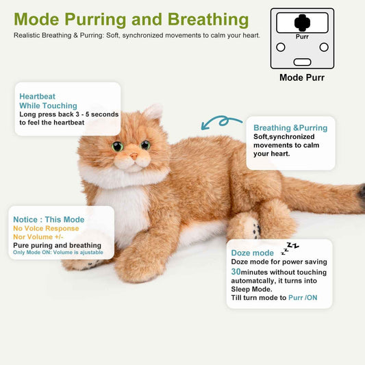 Percy 2.0 Golden British Short Hair Cat- Breathing Heartbeat Pur,Voice Robonic Cat